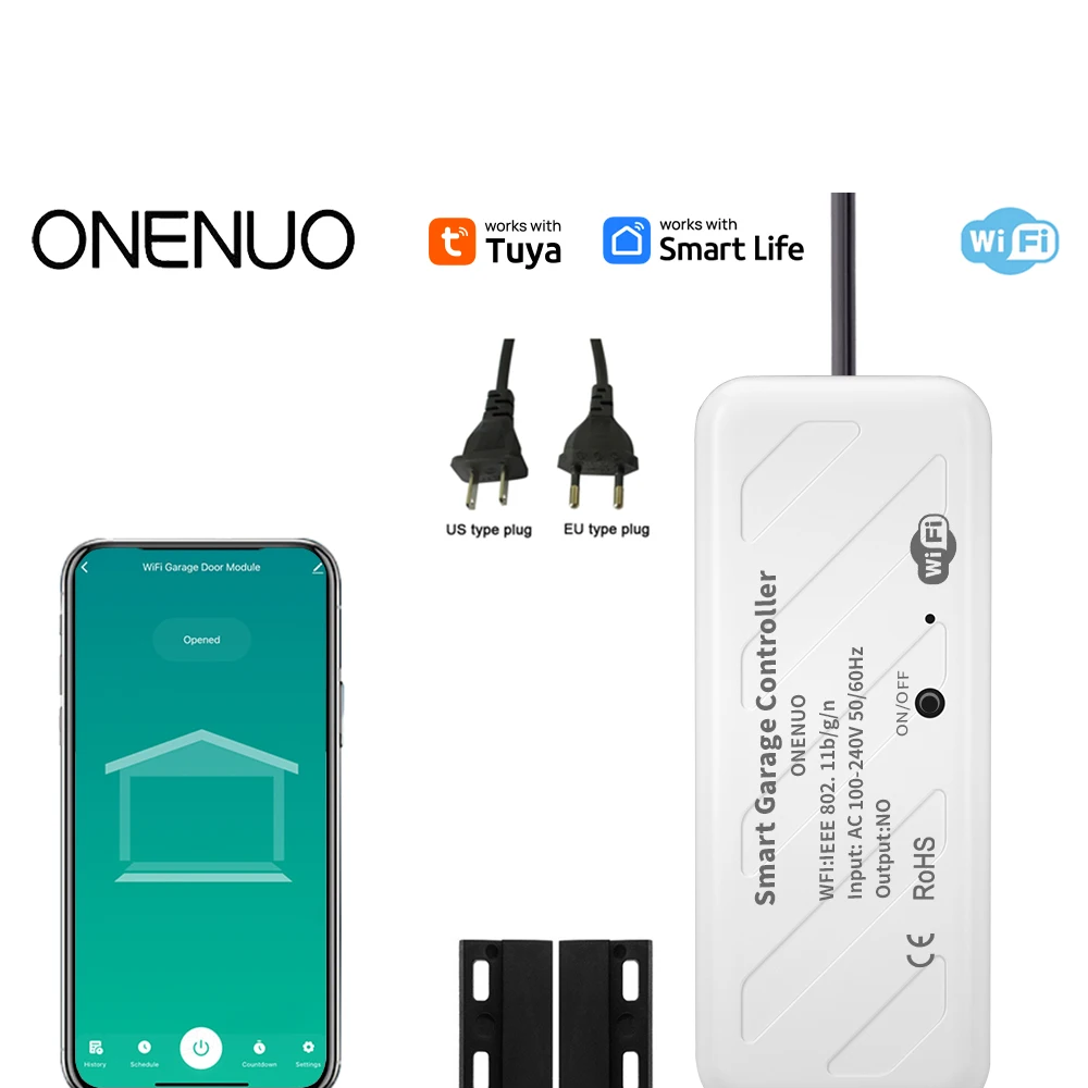 Tuya WiFi Switch Garage Door Controller Smart Door Opener Work with Alexa Google Home Smart Life Tuya APP Control No Hub Require