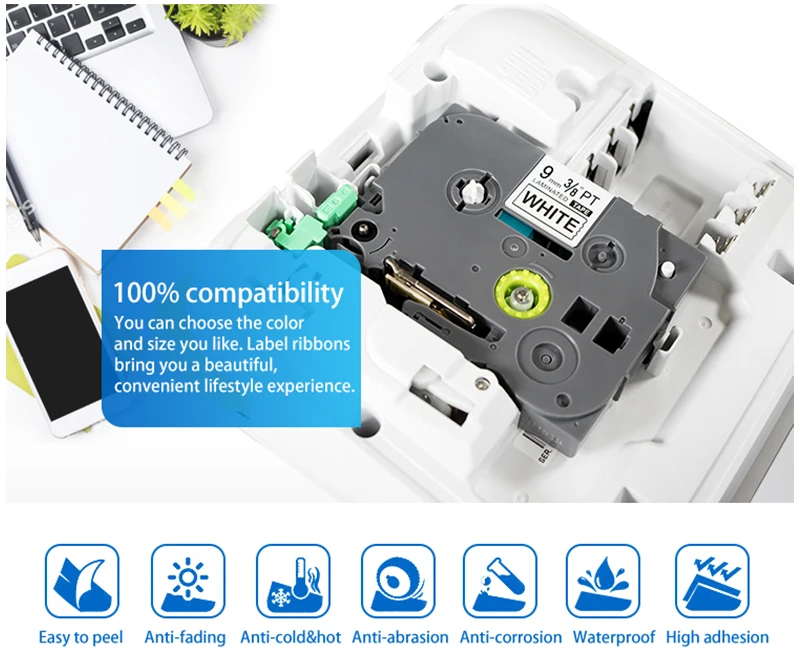 Brother Ptouch PT-H110 D600 710BT Label Maker Tape 12MM - Black on White