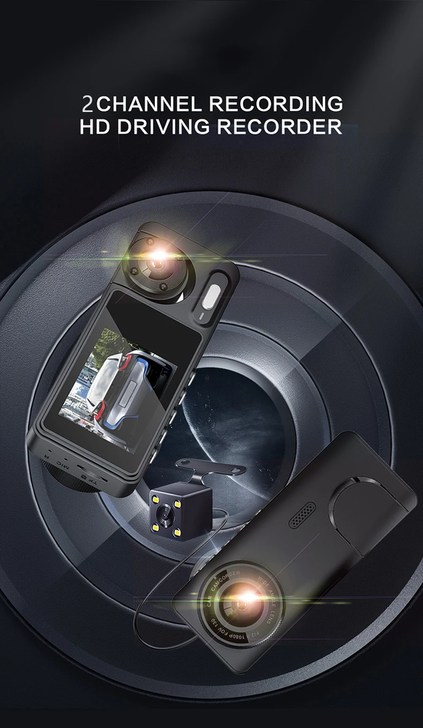 Driving Recorder Suction Car 2-recorder High-definition Night Vision 1080P Cup 2-lens Car Front and Inside Video
