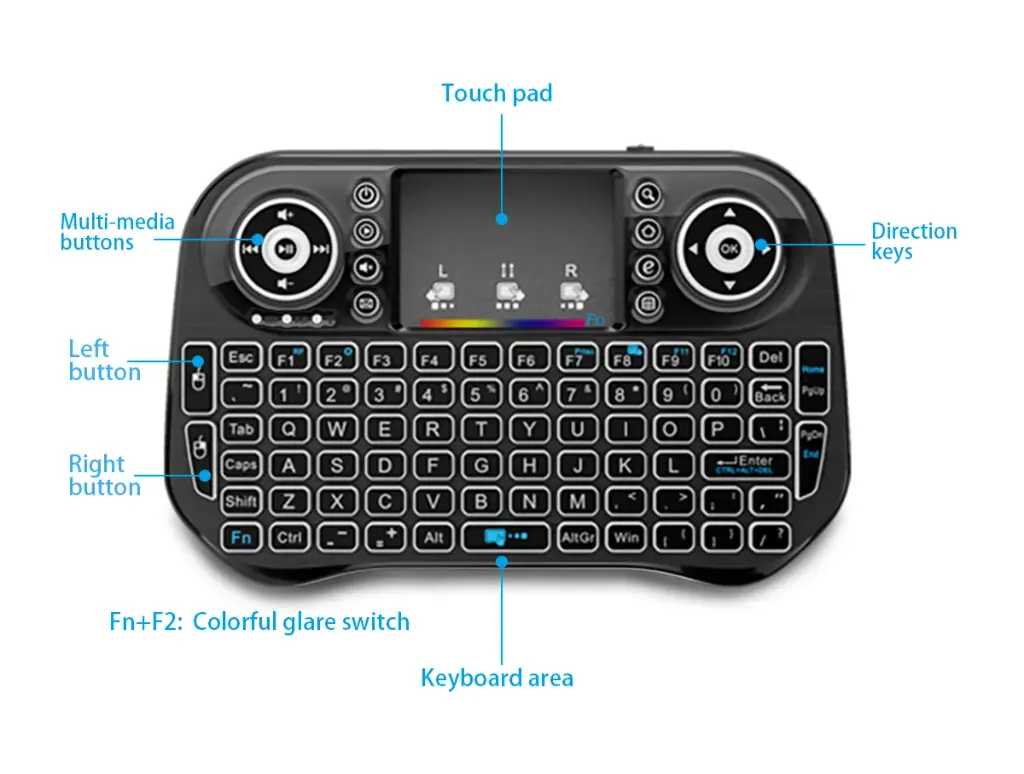 JEQANG Mini Wireless+Bluetooth Keyboard with Backlight JA-501