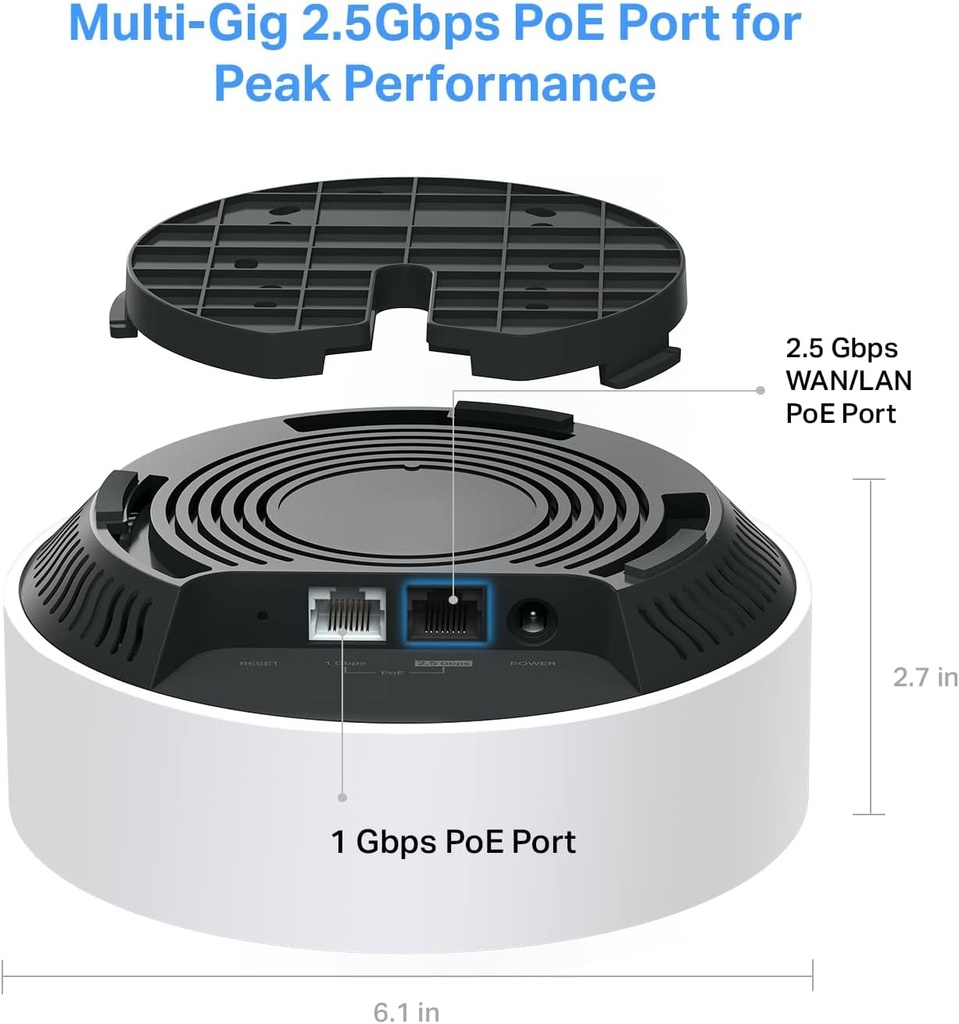 TP-Link: Deco AX3000 PoE Mesh WiFi(Deco X50-PoE), Ceiling/Wall-Mountable WiFi 6 Mesh, Replacing WiFi Router, Access Point and Range Extender, PoE-Powered, 2 PoE Ports(1 x 2.5G, 1 x Gigabit), 3-Pack 2 Years Warranty