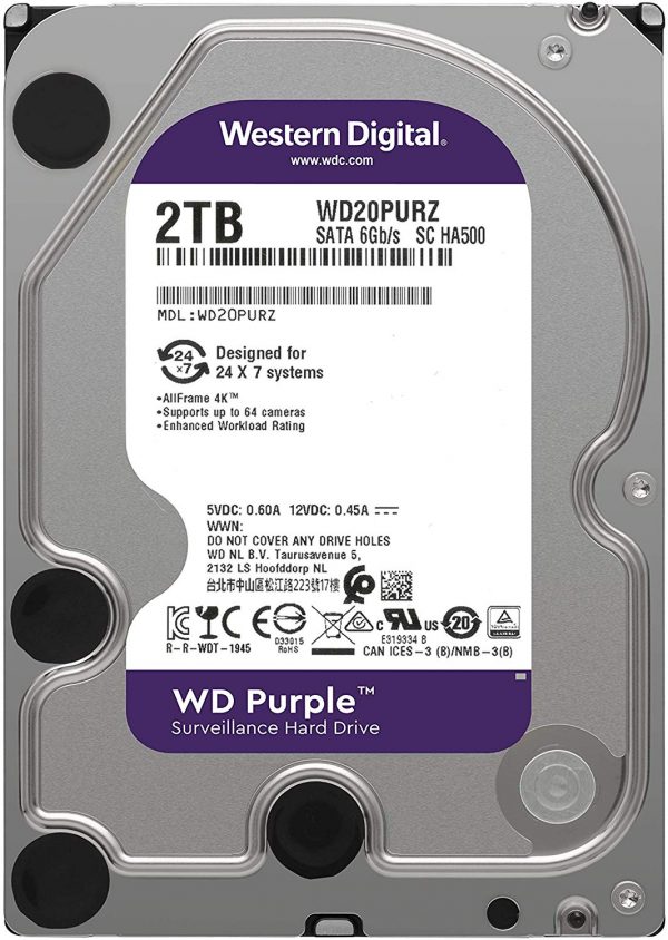 Western Digital: 2TB HDD WD20PURZ Sata 3.5" 6Gb/s SC HA500