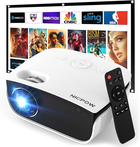 NICPOW: Mini Projector, Outdoor Projector for Home Theater, 1080P and 240"