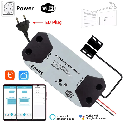 Tuya WiFi Switch Garage Door Controller Smart Door Opener Work with Alexa Google Home Smart Life Tuya APP Control No Hub Require